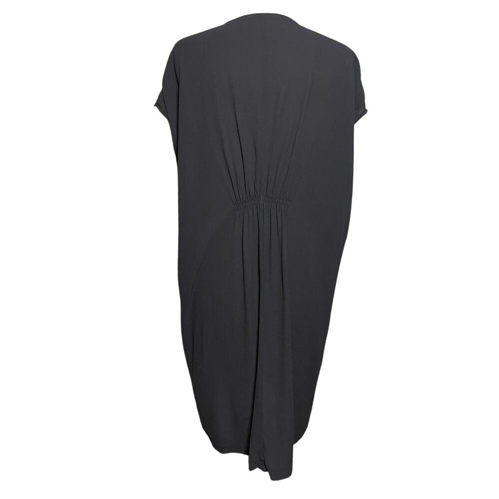 EILEEN FISHER Women’s Black Silk Vneck Sleeveless Shift Mini Dress - Picture 4 of 4